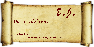 Duma János névjegykártya