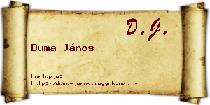 Duma János névjegykártya